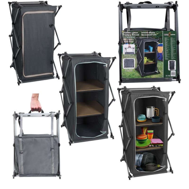 FOLDABLE TRAVEL CABINET WITH 3 SHELVES 49x53x95CM CAMP ACTIVE