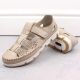 19. Rieker W RKR651 beige leather openwork shoes with velcro