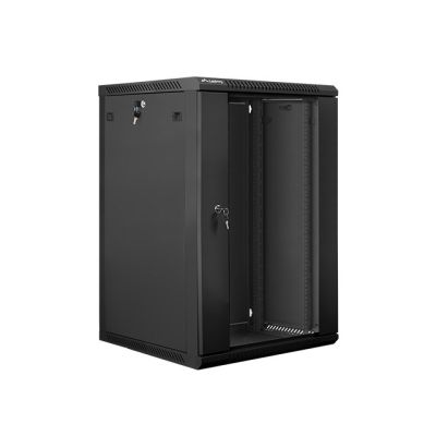 2. Lanberg WF01-6618-10B rack cabinet (18U; 901mm / 600mm / 600 mm; wall-mounted; Glass; 19''; black)