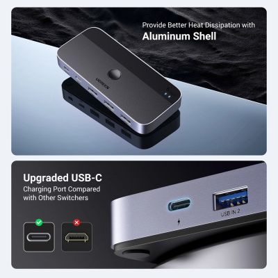 4. Ugreen CM662 USB 3.0 switch 2-in-4 switch + 2x USB-A cable - black