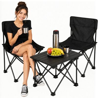 27. FOLDABLE TOURIST SET 3IN1 TABLE AND 2 CHAIRS BLACK ENERO CAMP
