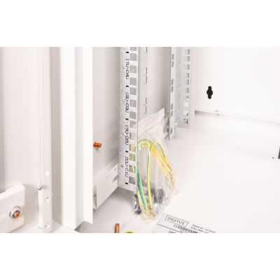6. Digitus Unique 19" 20U wall-mounted network cabinet 600x450, glass door, gray, undivided, assembled, 100kg