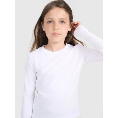 4. Girls' plain slim-fit long-sleeve top 4F 4FJRAW25TLONF603-10S