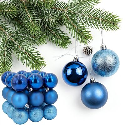 DECORATIVE PLASTIC BAUBLE SAFE 27 PCS diameter 6 cm BLUE MICA