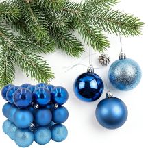 DECORATIVE PLASTIC BAUBLE SAFE 27 PCS diameter 6 cm BLUE MICA
