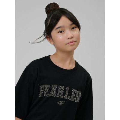 3. Loose T-shirt with print for girls 4F 4FJRSS26TTSHF3453-20S