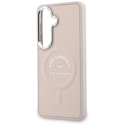 6. Karl Lagerfeld Embossed Ring RSG Logo MagSafe Case for Samsung Galaxy S26 - Pink