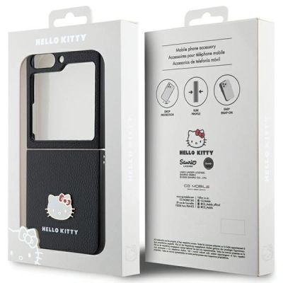8. Hello Kitty Metal Logo Kitty Head case for Samsung Galaxy Z Flip 5 - black