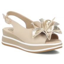 Women's leather wedge sandals beige Filippo DS7045/26