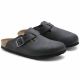 8. Birkenstock Boston Black women's/men's clogs, oiled leather, narrow slippers (0059463)