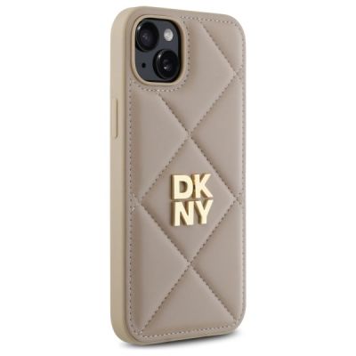 4. DKNY Quilted Stack Logo iPhone 15 Plus Case - Beige