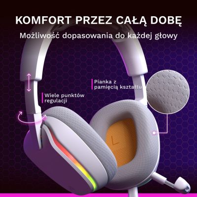 4. Glorious Gaming Glorious GHS Eternal RGB – RGB Stereo Gaming Headphones for PC, PS5, PS4, Switch – Custom-Tuned Drivers, Detachable Microphone, USB-C – Durable, 24/7 Comfort – White