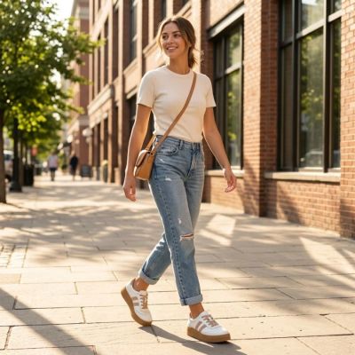 23. Women's leather suede platform shoes, white Filippo DP6776