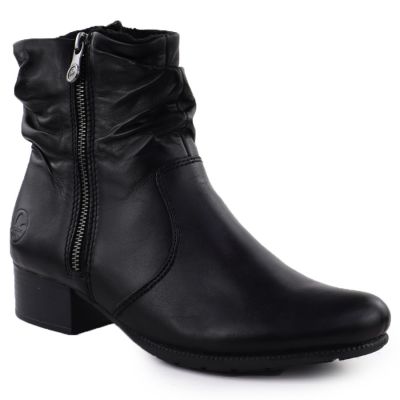 Women's black leather high-heeled ankle boots Rieker 78656-00