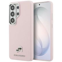 Karl Lagerfeld Saffiano KC Metal Logo MagSafe Case for Samsung Galaxy S26 Ultra - Pink