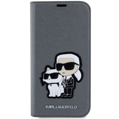 3. Karl Lagerfeld KLBKP14SSANKCPG iPhone 14 6.1" bookcase silver/silver Saffiano Karl & Choupette