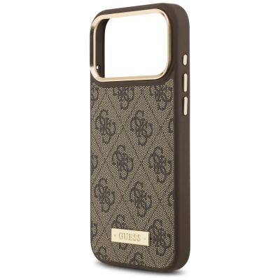 6. Guess 4G Logo Plate MagSafe Case for iPhone 17 Pro Max - Brown