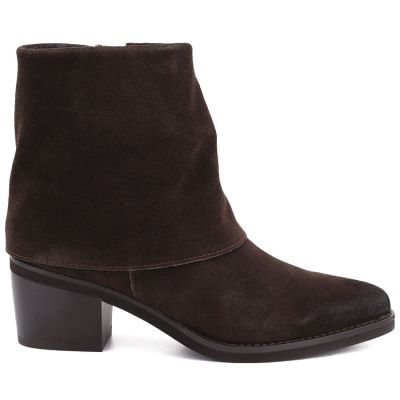 Women's leather cowboy boots with rolled-up upper, chocolate Potocki JE19497