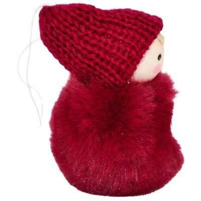 5. DECORATIVE DOLL WITH A HEART 8 CM IN A HAT AND RED FUR