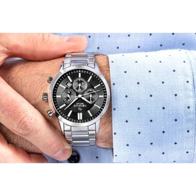5. Men's Watch Giewont Chronograph Sapphire Silver Black GW8510-B1