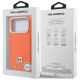 8. Karl Lagerfeld Karl & Choupette Head Pins Saffiano MagSafe Case for iPhone 17 Pro Max - Orange