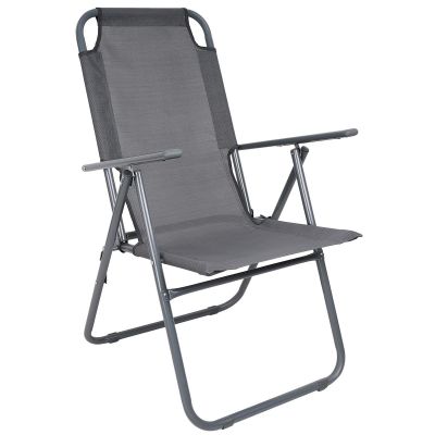 5. CAMPING CHAIR WITH ARMRESTS 61x66x65-108CM FOLDING DARK GRAY ENERO CAMP - 2nd QUALITY