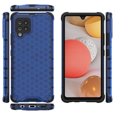 2. Honeycomb Case armor cover with TPU Bumper for Samsung Galaxy A42 5G blue