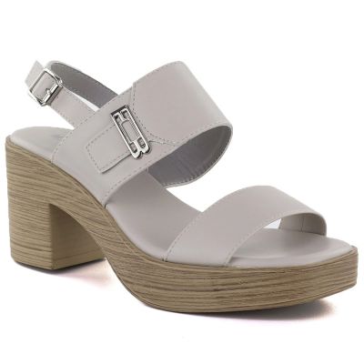 10. Women's ash-gray heeled sandals M.Daszyński MR23126-9