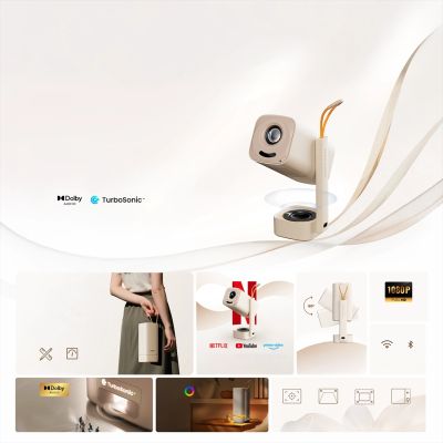 9. Yaber T1 Pro Portable Ultra-Compact Foldable LCD Projector FullHD 1080p - Beige