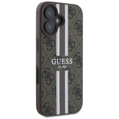 12. Guess 4G Printed Stripes MagSafe iPhone 16 Case - Brown