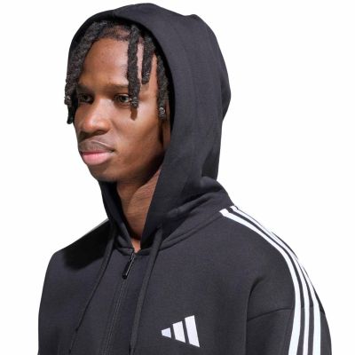 4. Men's adidas Essentials 3-Stripes Fleece Full-Zip Hoodie Black KY6559
