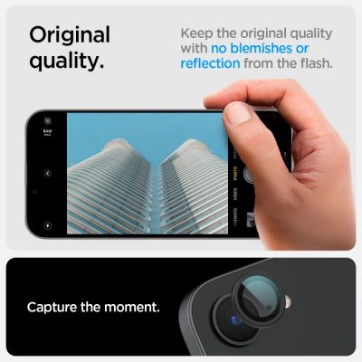 7. Spigen Optik Pro GLAS.TR "Ez Fit" Camera Cover 2-pack for iPhone 16e / 17e - Black
