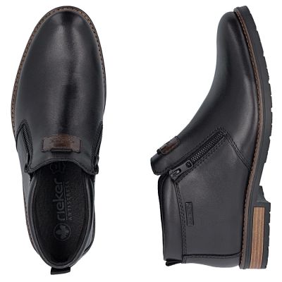 11. Men's leather ankle boots with zipper, black Rieker 14656-00