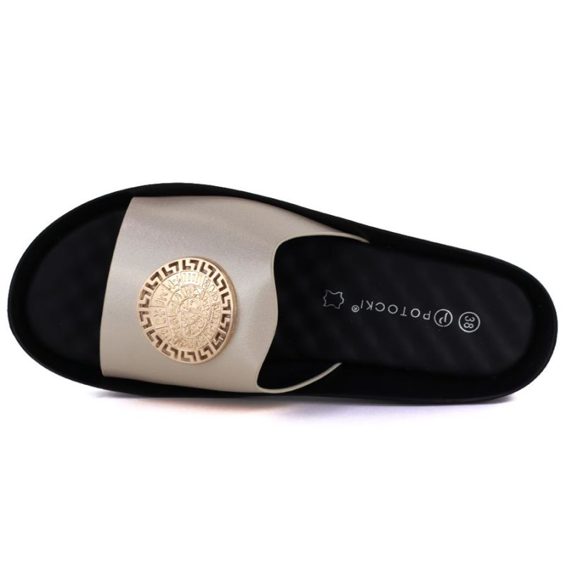 3. Women's gold platform flip-flops Potocki 43326