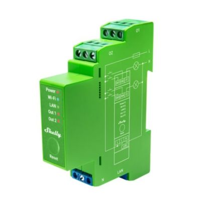 Shelly Pro Dimmer 2PM Built-in Light Dimmer Blue, Green, Gray