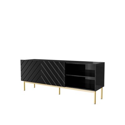ABETO TV cabinet on a gold steel frame 150x42x60 black/gloss black