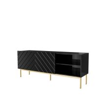 ABETO TV cabinet on a gold steel frame 150x42x60 black/gloss black