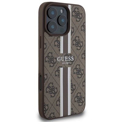 4. Guess 4G Printed Stripes MagSafe Case for iPhone 16 Pro Max - Brown