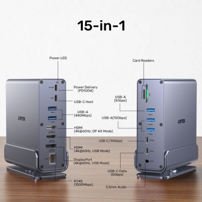 23. Unitek DisplayLink 4K Universal Docking Station x3