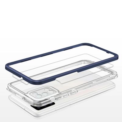 5. Clear 3in1 case for Samsung Galaxy A03s (166) frame gel cover blue