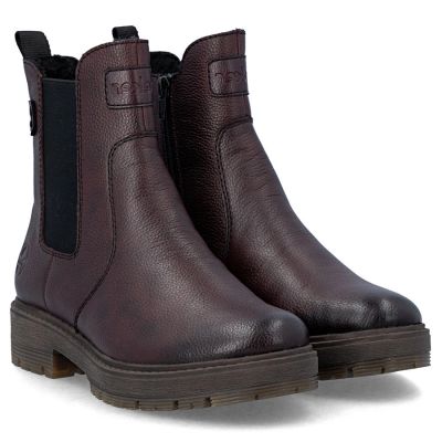 4. Women’s Leather Chelsea Ankle Boots, Insulated, Burgundy Rieker 75860-35