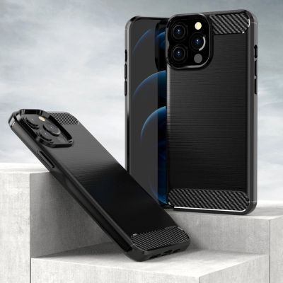 3. Carbon Case Flexible Cover TPU Case for iPhone 13 Pro black
