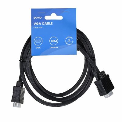 3. SAVIO VGA (M) – VGA (M) CABLE, SHIELDED + 2 FERITES 1.8M CL-202