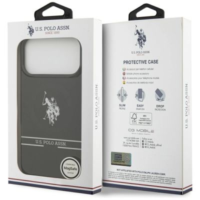 8. US Polo DH and Bottom Stripe Logo MagSafe Case for iPhone 17 Pro Max - Black