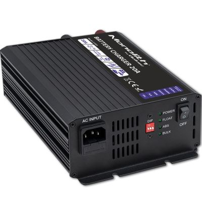 Qoltec Intelligent Monolith Charger for LiFePO4 AGM GEL SLA Batteries, 20A, 12V