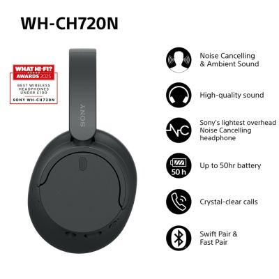 6. Sony WH-CH720 Over-Ear Noise-Cancelling Headphones, Black