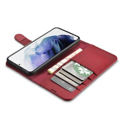 7. iCarer Haitang Leather Wallet Case Leather Case for Samsung Galaxy S22 + (S22 Plus) Wallet Housing Cover Red (AKSM05RD)