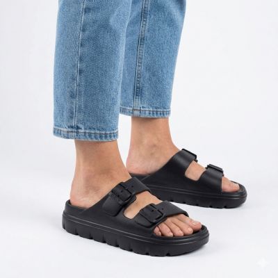 5. Women's black Big Star TT274A051 pool flip-flops with buckles