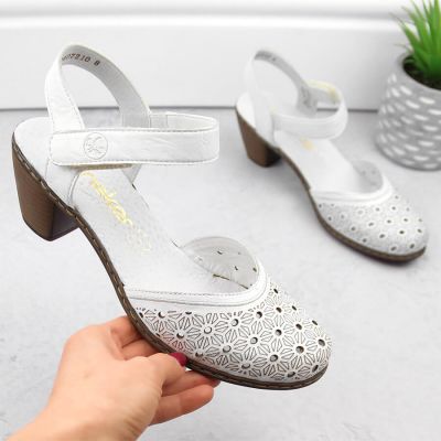28. Rieker W RKR650 comfortable leather sandals white