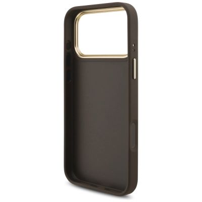 7. Guess 4G Big 4G Classic Logo Big Strap Metal Buttons Case for iPhone 17 Pro Max - Brown